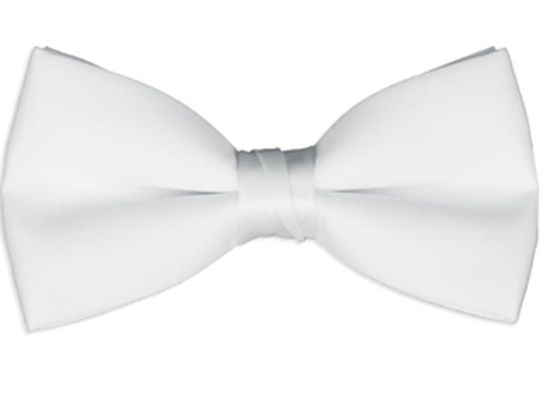 White Satin Pre-Tied Bow Tie